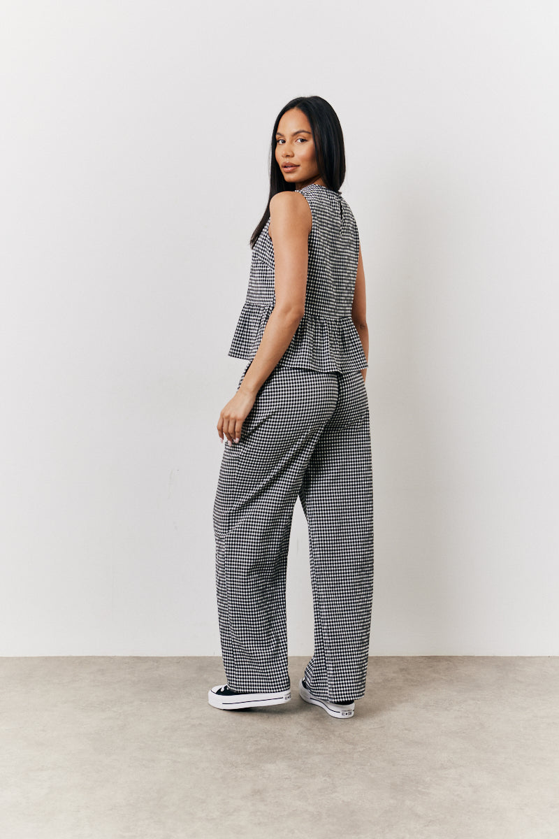 Black Gingham Smock Top
