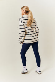 Cream & Black 90's Stripe Long Sleeve Rugby Shirt