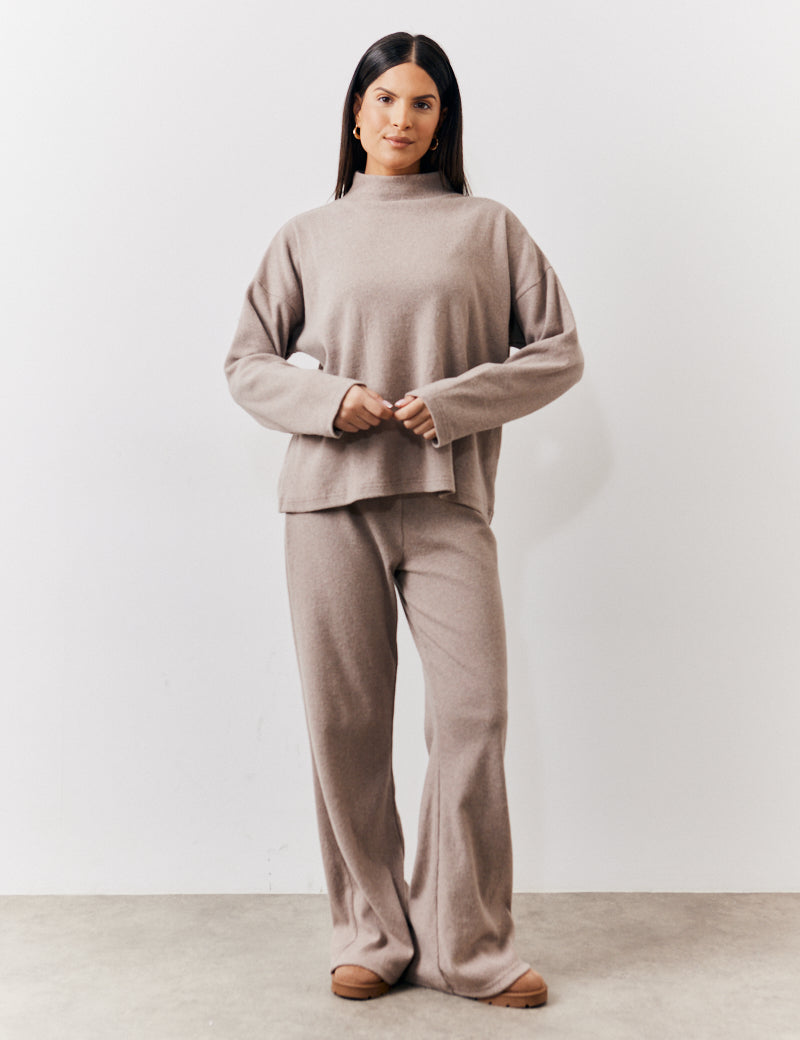 Brushed Rib High Neck Co Ord Top