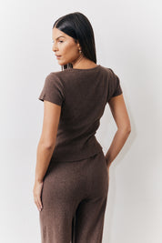 Brushed Rib Scoop Neck Co Ord Top