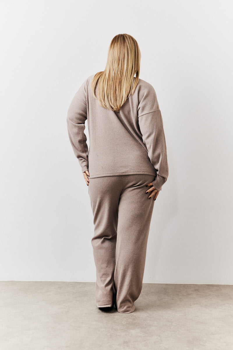 Brushed Rib v Neck Co Ord Top