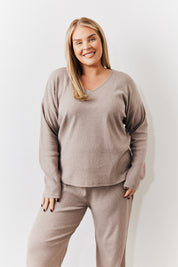 Brushed Rib v Neck Co Ord Top