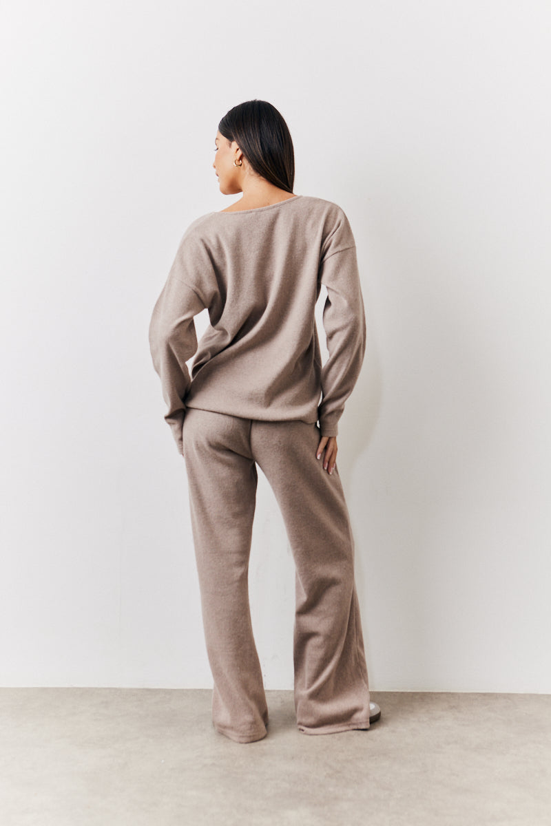 Brushed Rib v Neck Co Ord Top