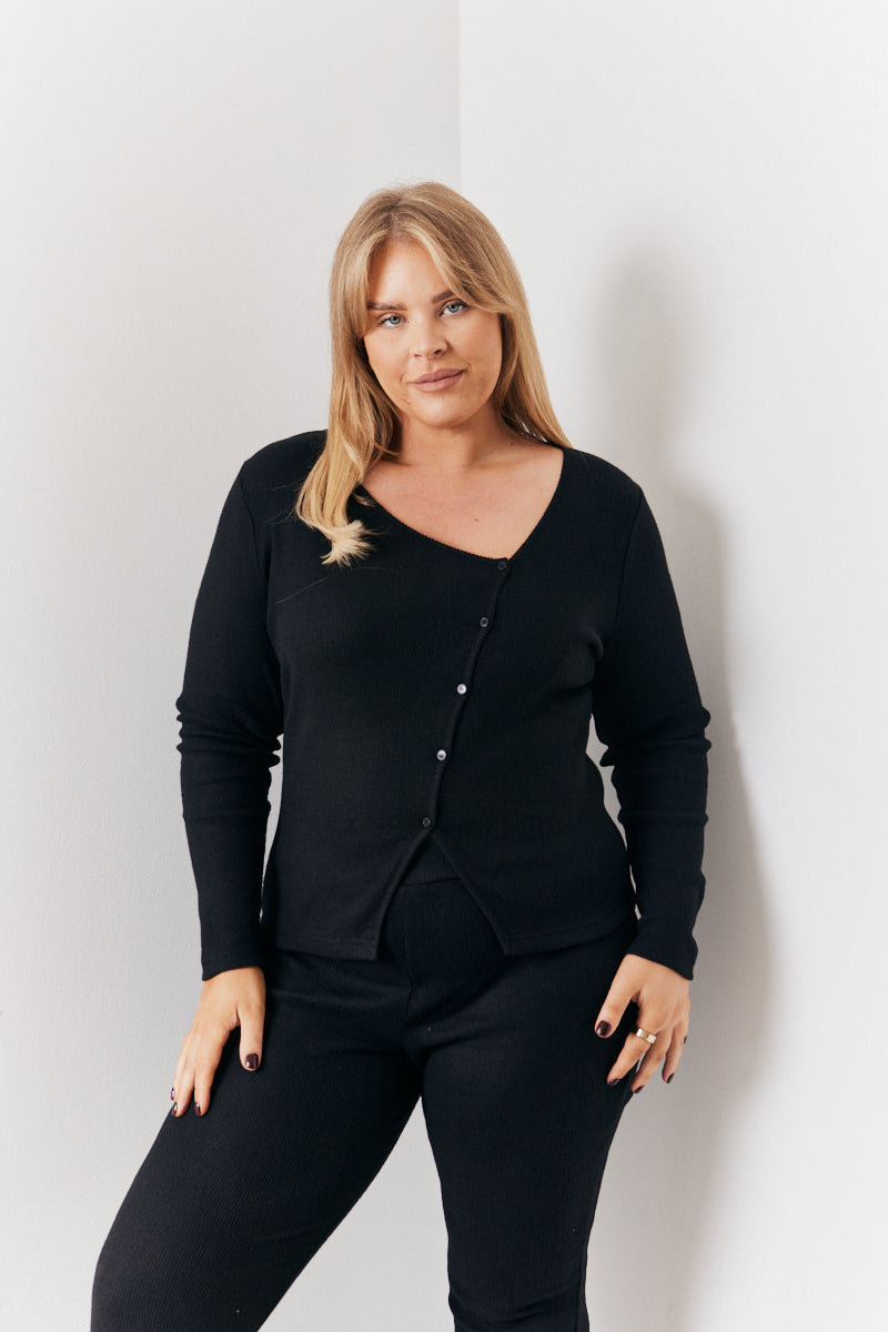 Brushed Rib Asym Co Ord Top