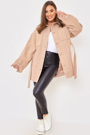 Herringbone Belted Shacket