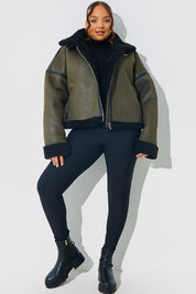 Contrast Borg Aviator Jacket