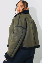 Contrast Borg Aviator Jacket