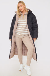 Recycled Chevron Reversible Maxi Puffer