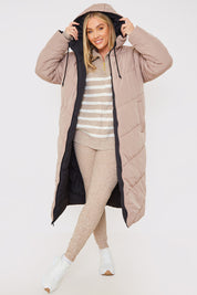 Recycled Chevron Reversible Maxi Puffer