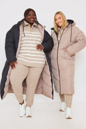 Recycled Chevron Reversible Maxi Puffer