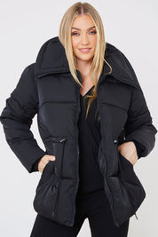 Short Puffer Drawstring Coat