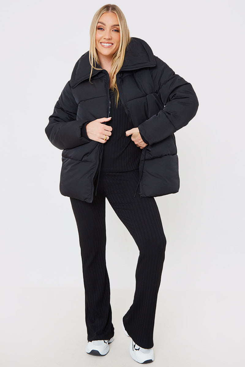 Short Puffer Drawstring Coat