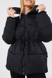Short Puffer Drawstring Coat