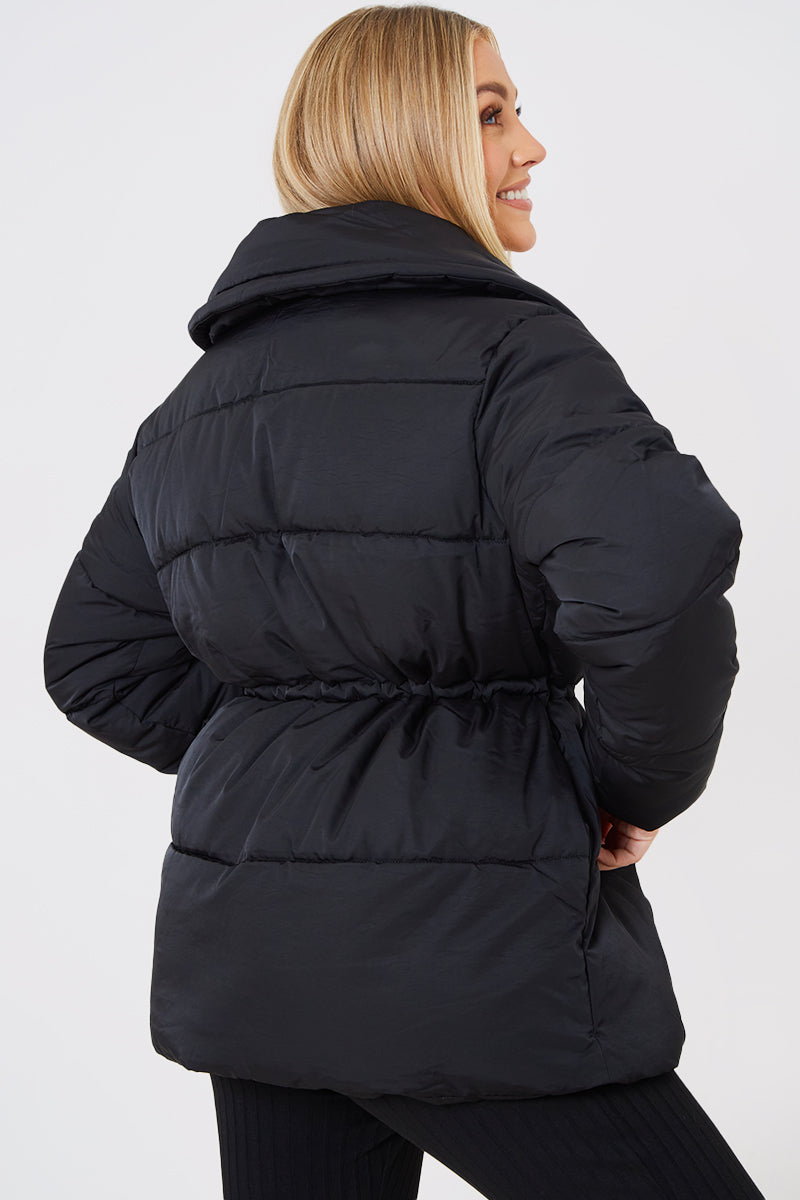 Short Puffer Drawstring Coat