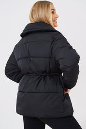 Short Puffer Drawstring Coat