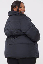 Short Puffer Drawstring Coat