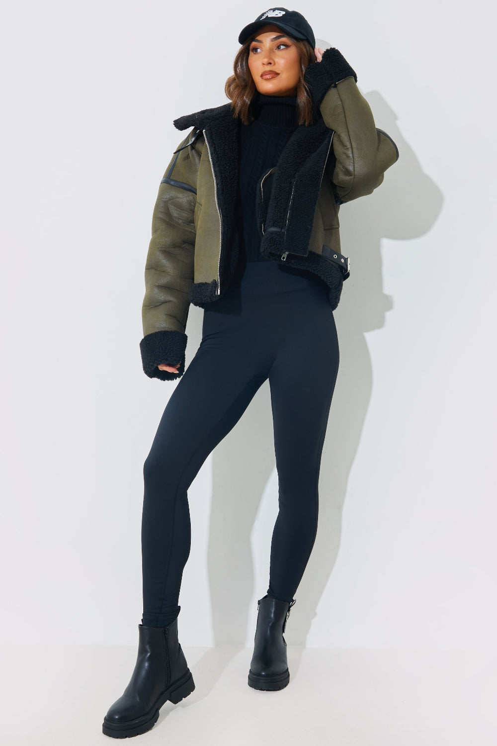 Contrast Borg Aviator Jacket