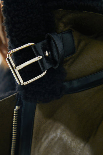 Contrast Borg Aviator Jacket