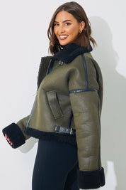 Contrast Borg Aviator Jacket