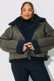 Contrast Borg Aviator Jacket