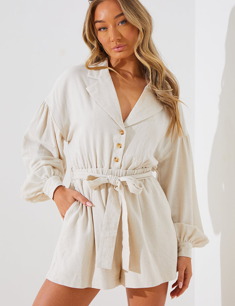 Linen Bleted Playsuit