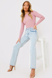 Bleach Wash Straight Leg Jean