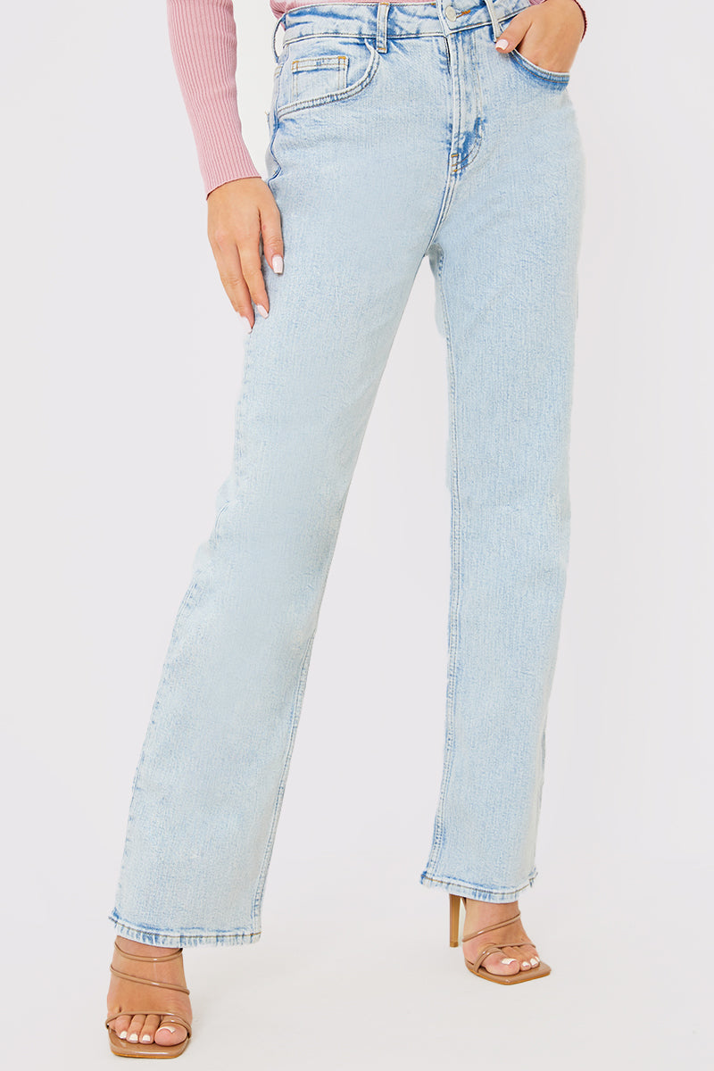 Bleach Wash Straight Leg Jean