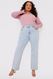 Bleach Wash Straight Leg Jean