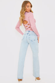 Bleach Wash Straight Leg Jean