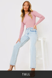 Bleach Wash Straight Leg Jean