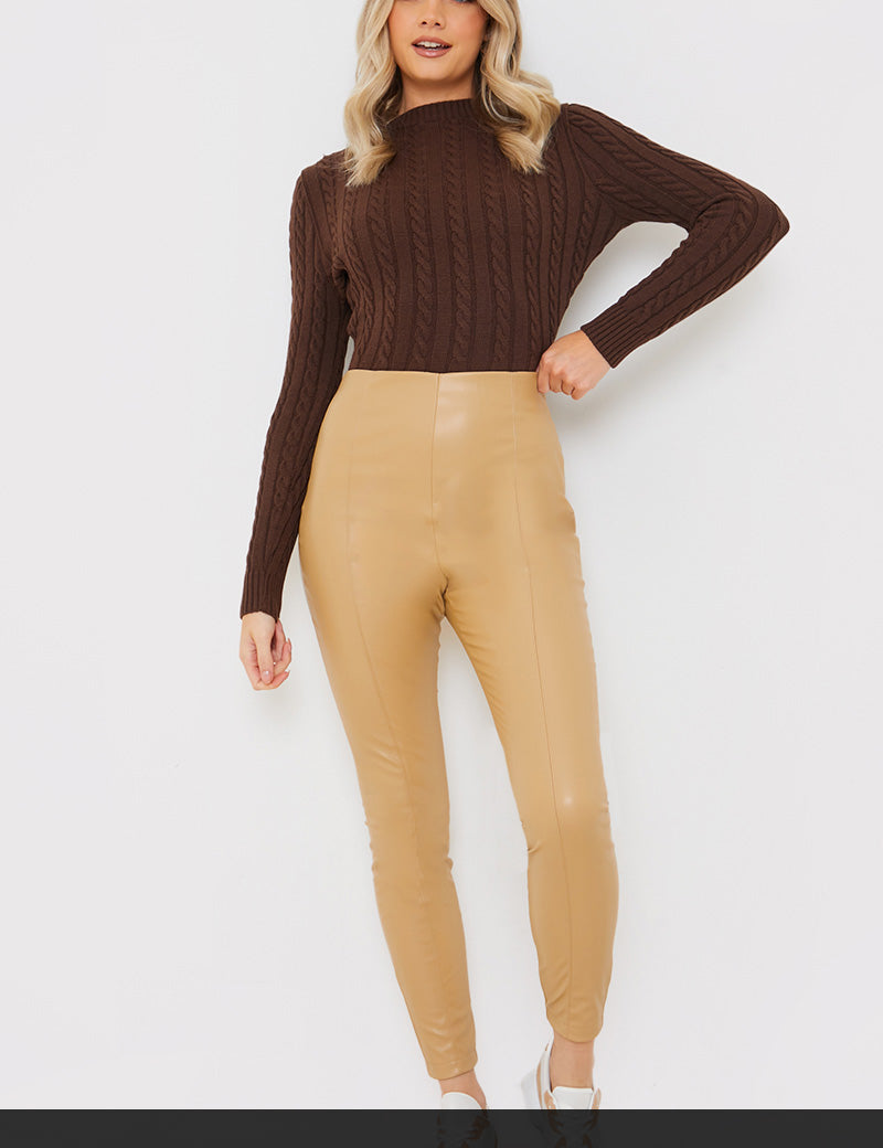 Pu Leggings With Elasticated Waist