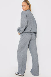 Textured Wide Leg Trousers