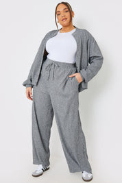 Textured Wide Leg Trousers