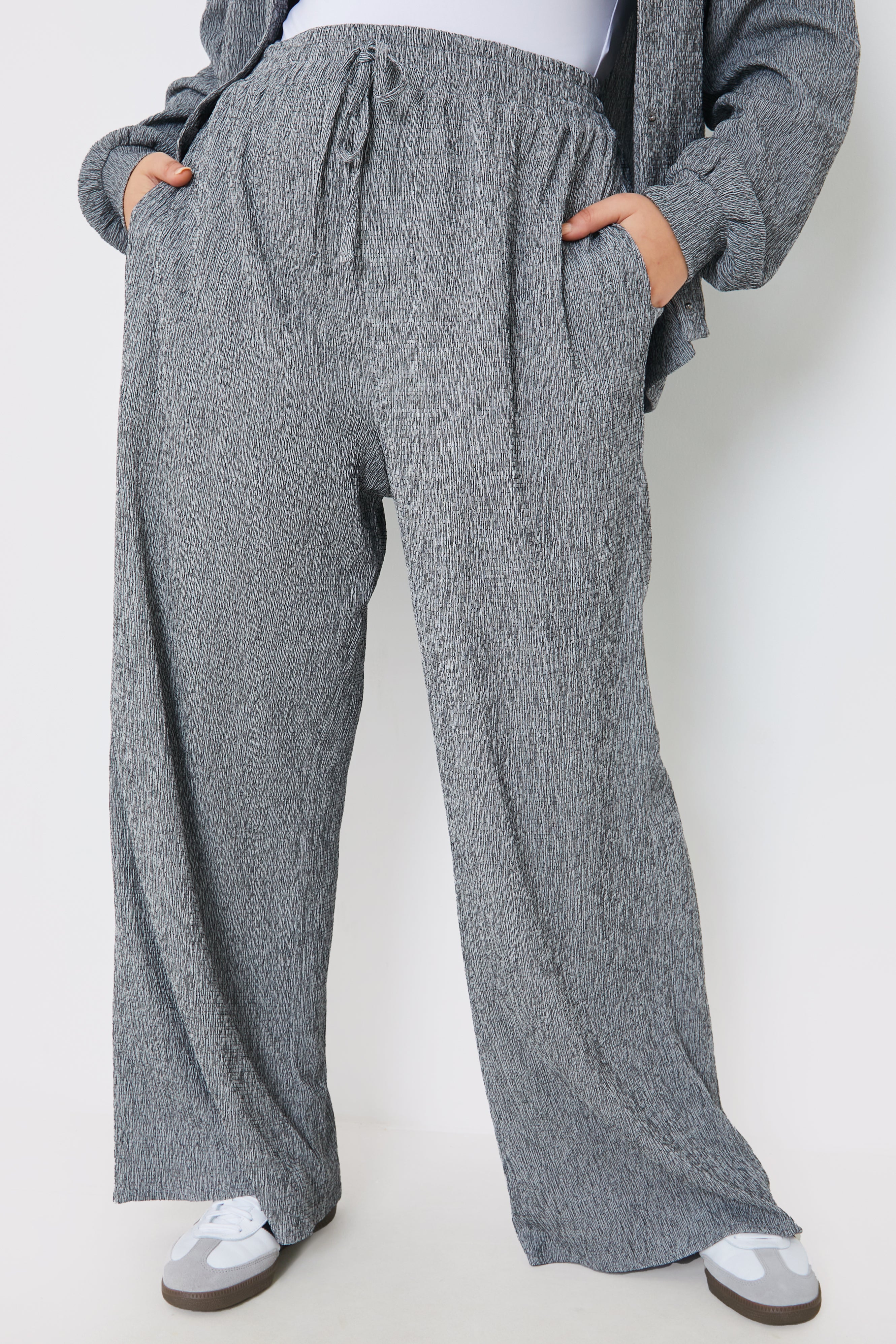 Textured Wide Leg Trousers