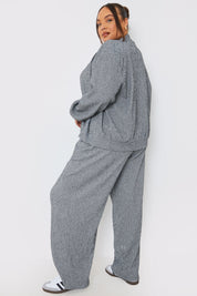 Textured Wide Leg Trousers