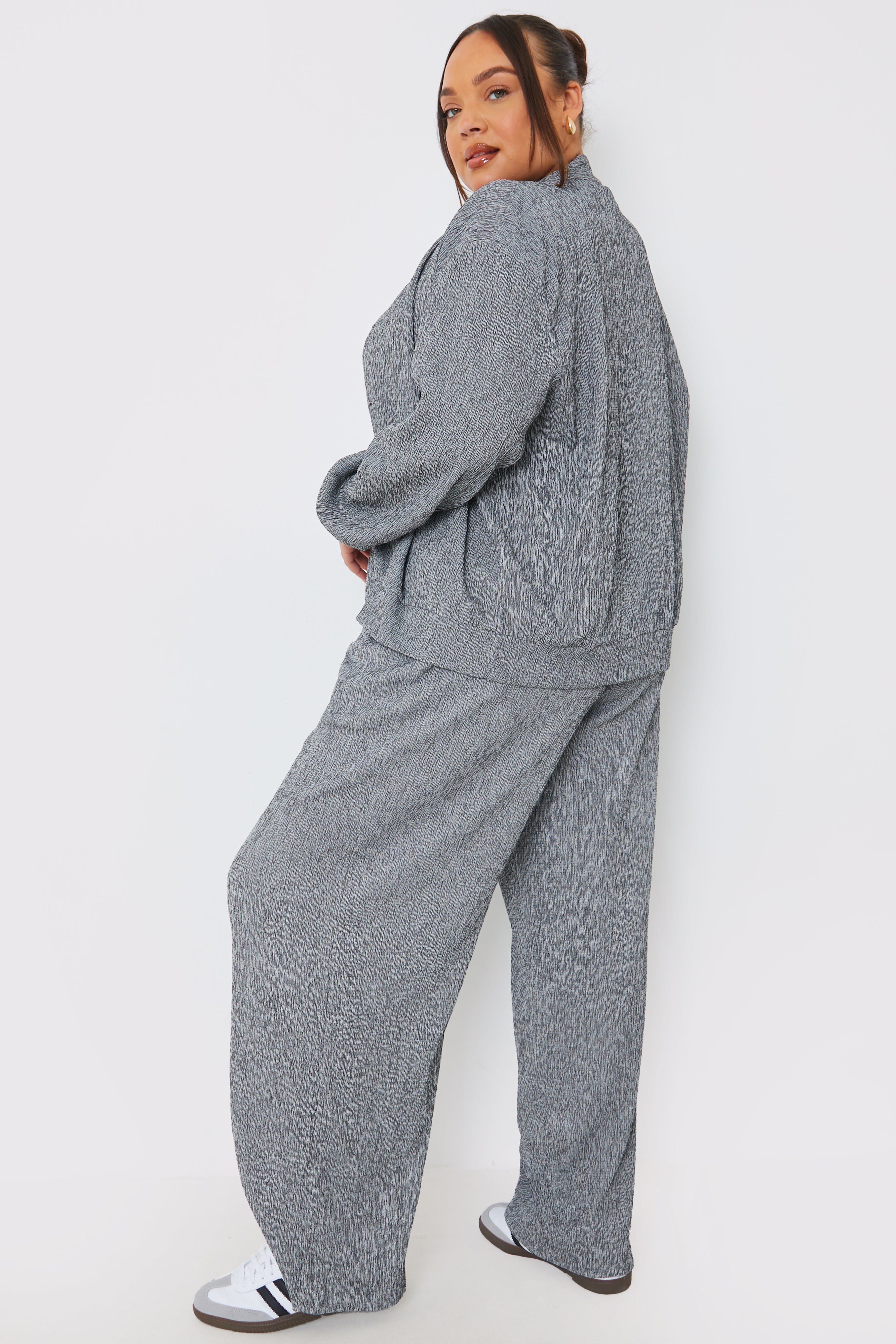 Textured Wide Leg Trousers