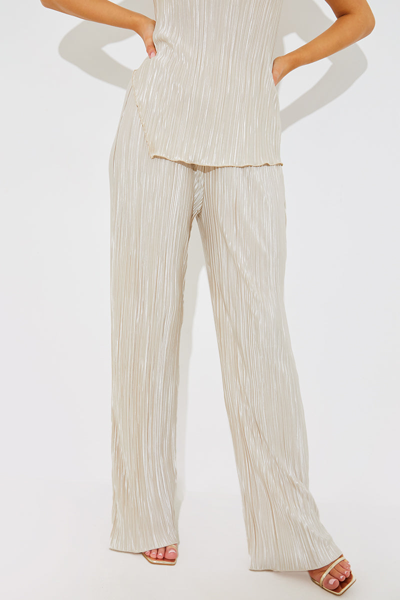 Plisse Wide Leg Trousers
