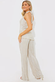 Plisse Wide Leg Trousers