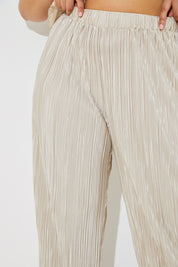Plisse Wide Leg Trousers