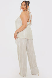Plisse Wide Leg Trousers