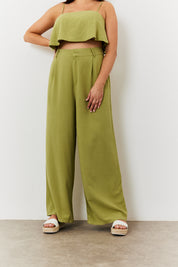Linen Blend Wide Leg Trouser