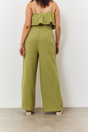 Linen Blend Wide Leg Trouser
