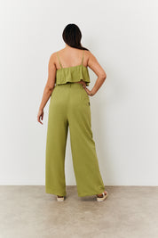 Linen Blend Wide Leg Trouser