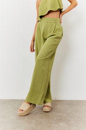 Linen Blend Wide Leg Trouser
