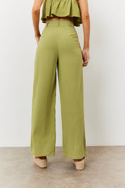 Linen Blend Wide Leg Trouser