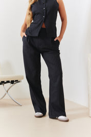 Pinstripe Wide Leg Trouser