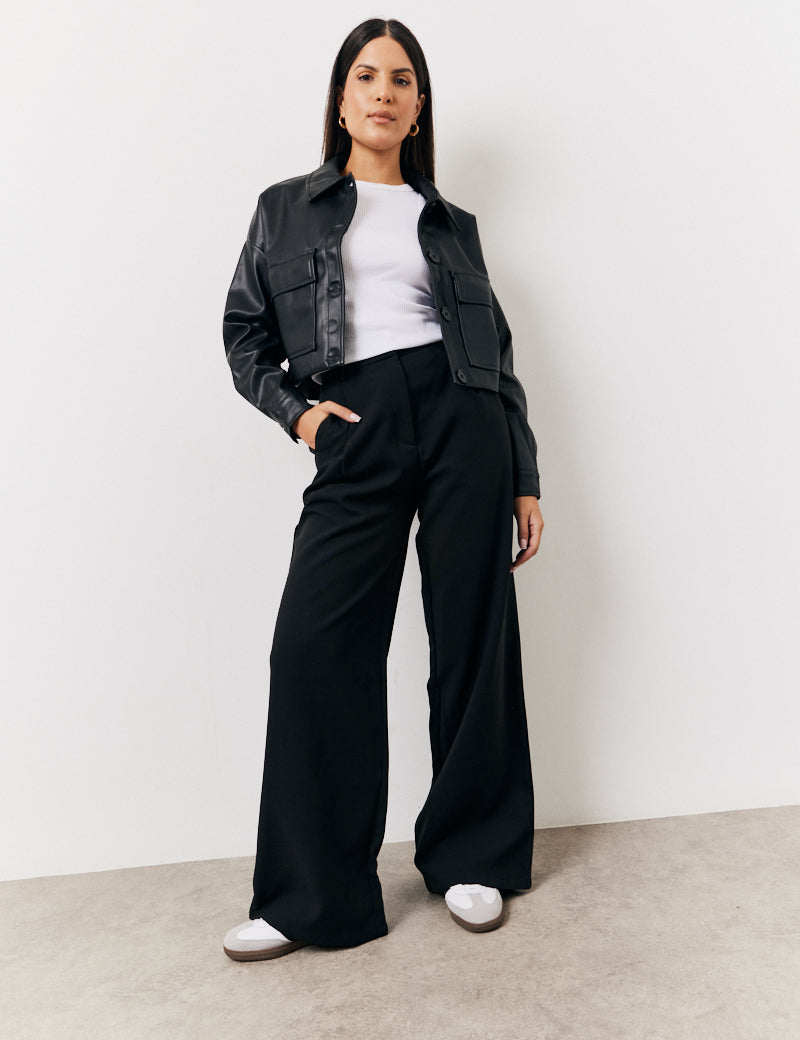 Black Tailored Wide Leg Trouser