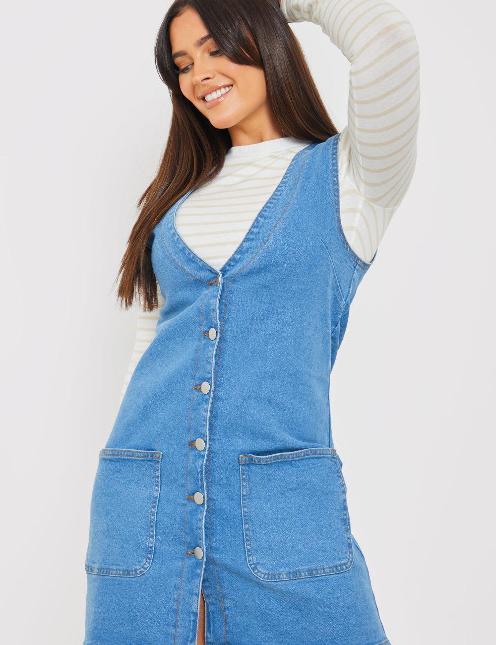 DENIM PINAFORE DRESS
