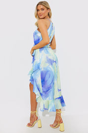Square Neck Frill Midaxi Dress
