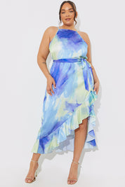 Square Neck Frill Midaxi Dress